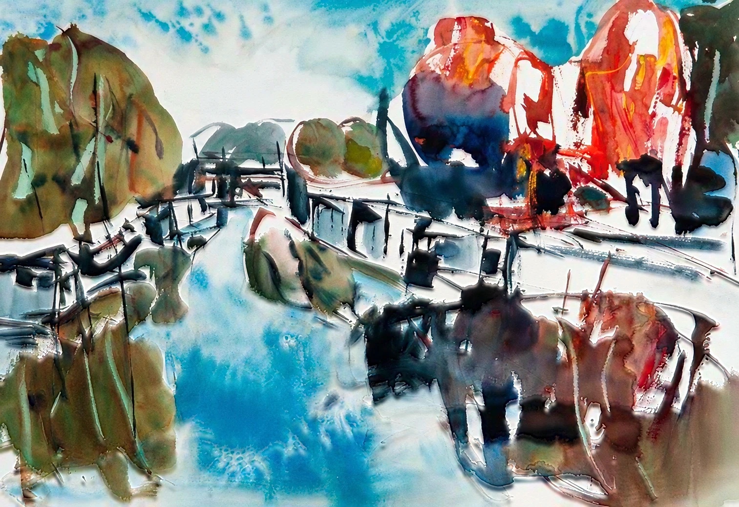 Aquarel van Johan Meeske, 2012.