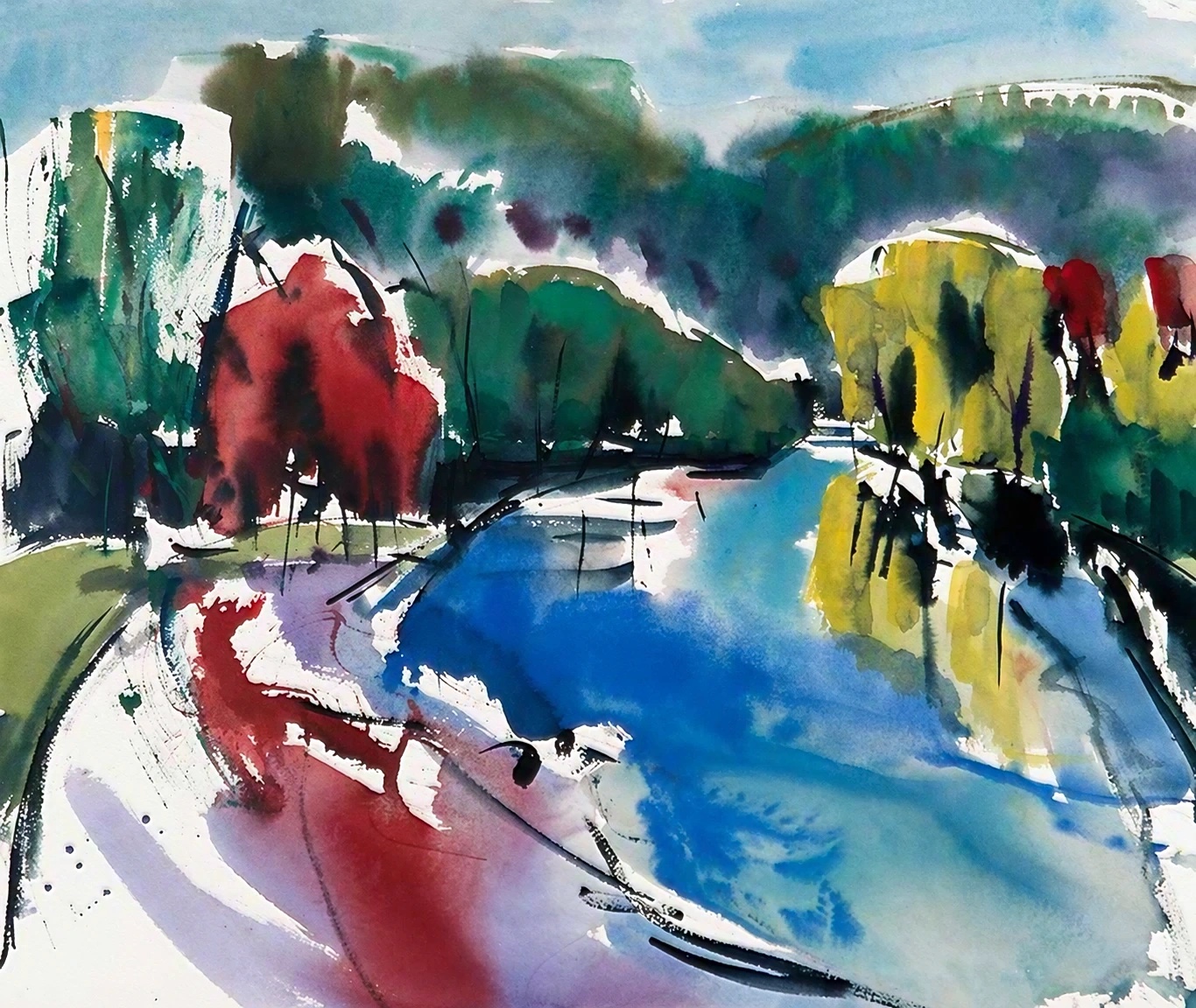 Aquarel van Johan Meeske, 2014.