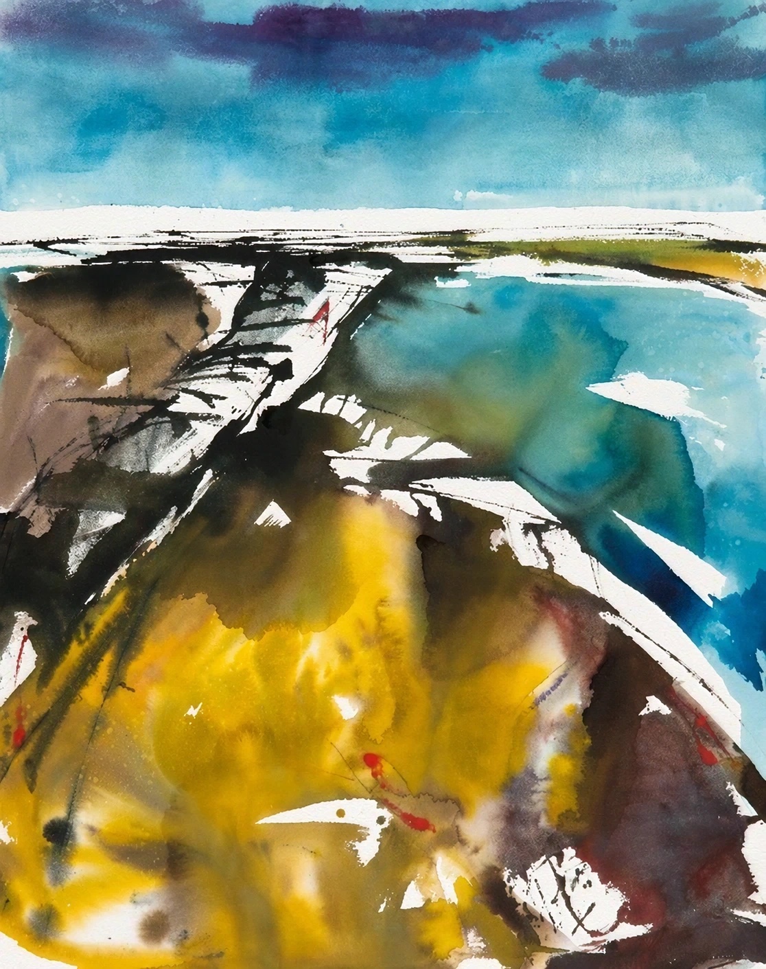Aquarel van Johan Meeske: de Ballumerbocht op Ameland.