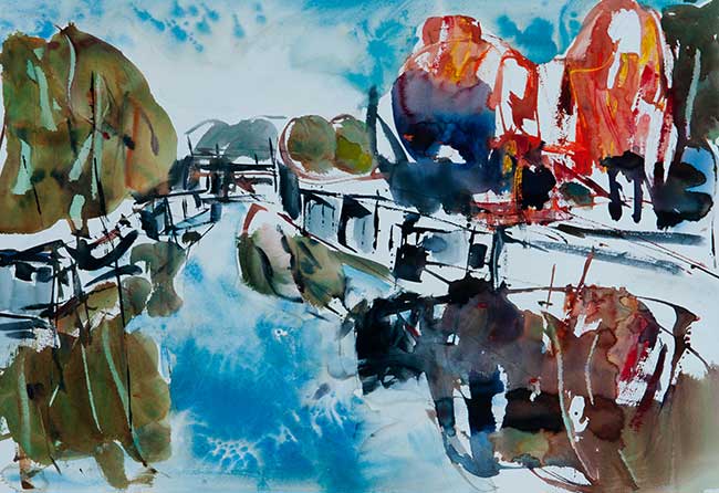 Aquarel van Johan Meeske, 2012.