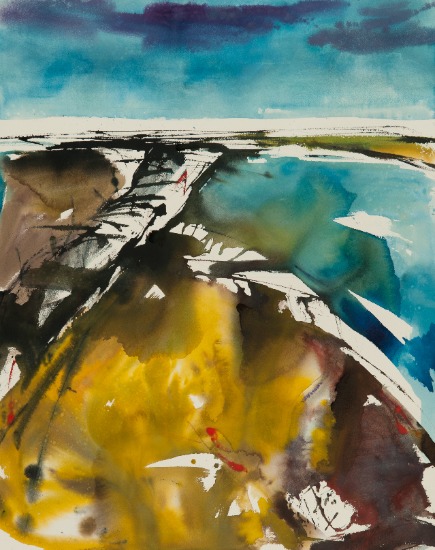 Aquarel van Johan Meeske: de Ballumerbocht op Ameland.